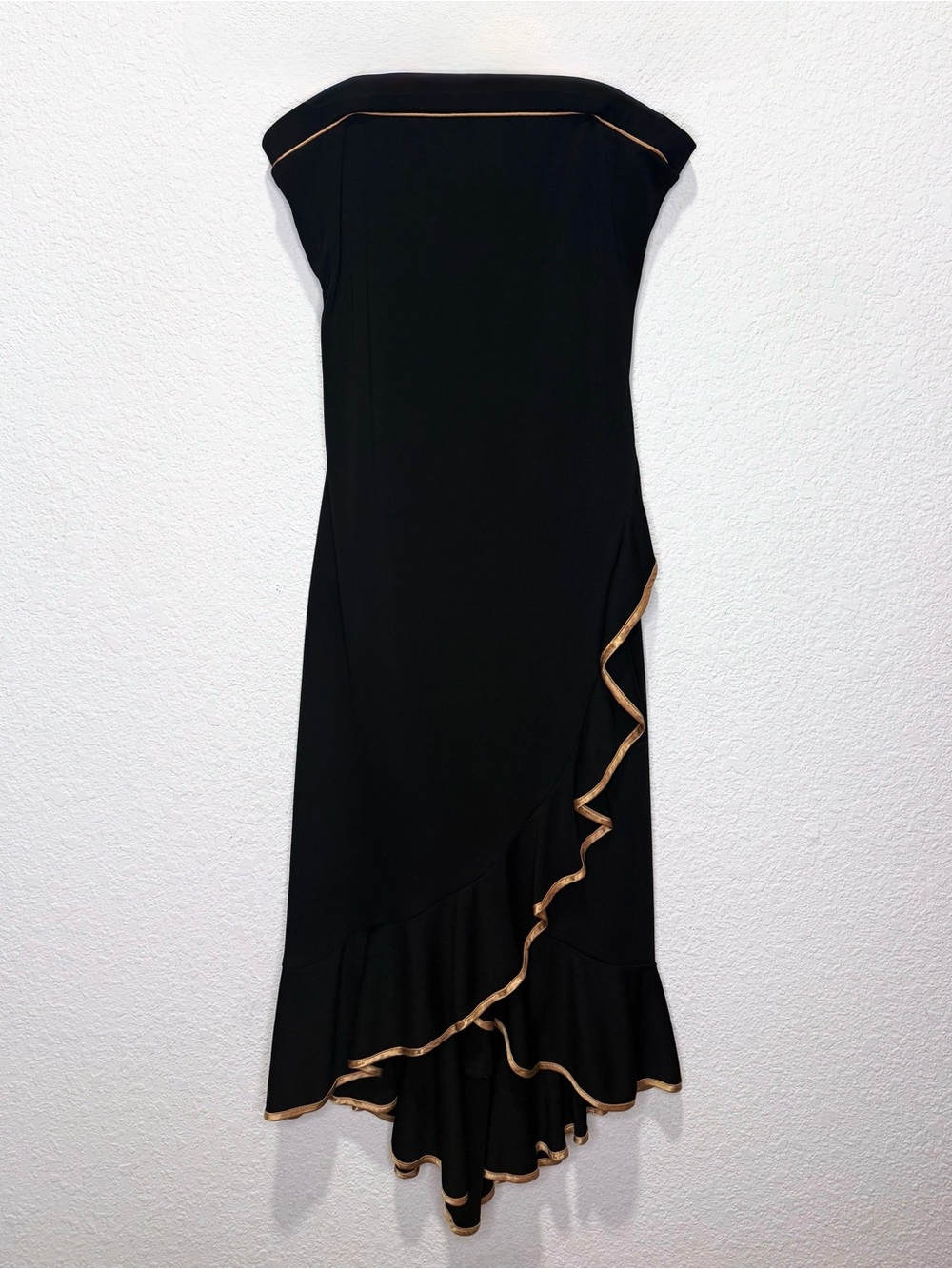 Y2K Strapless Asymmetric Ruffle Hem Trim Whimsigoth Dark Fairy Midi